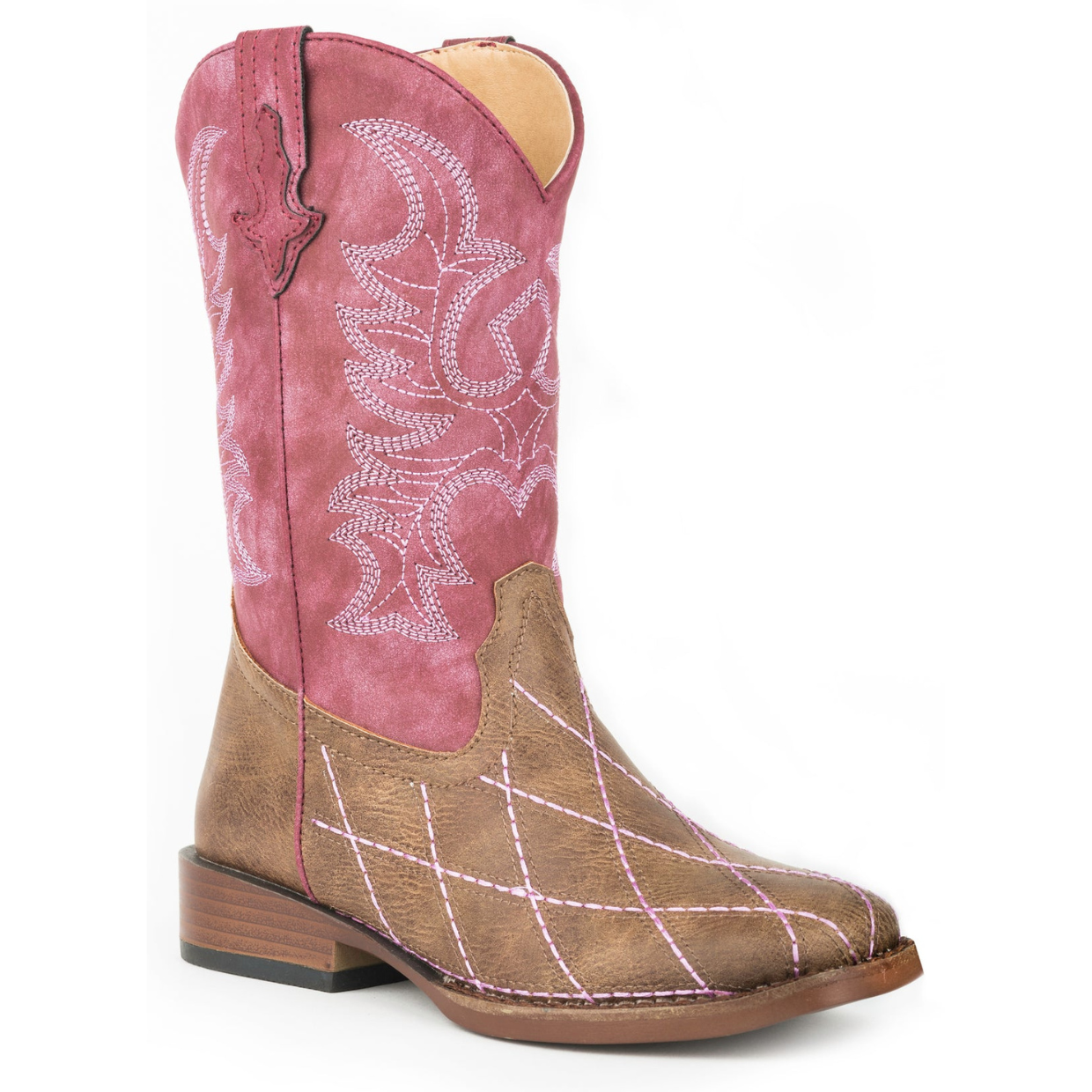 Dusty Pink and Light Brown western boots for kids