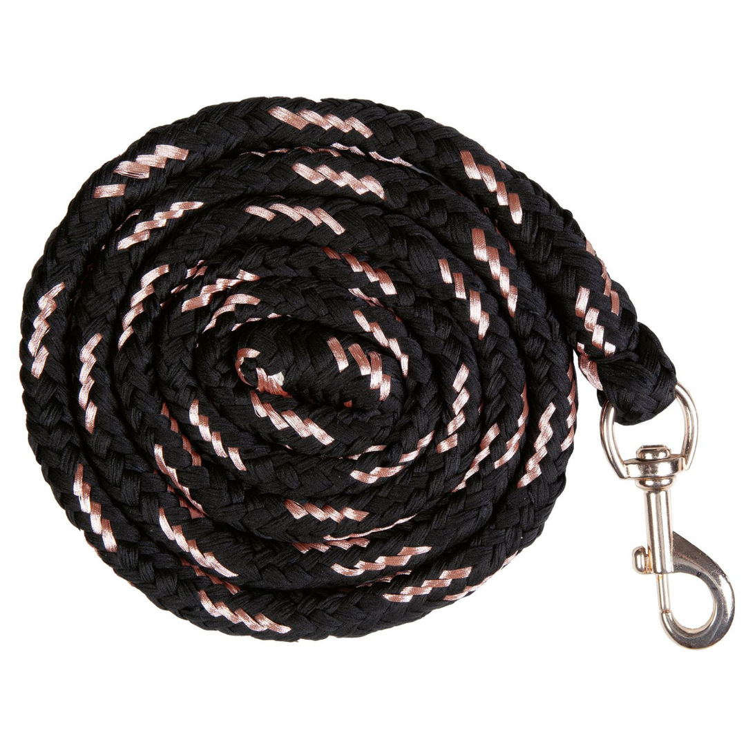 Black and rose gold horse lead rope with gold clip