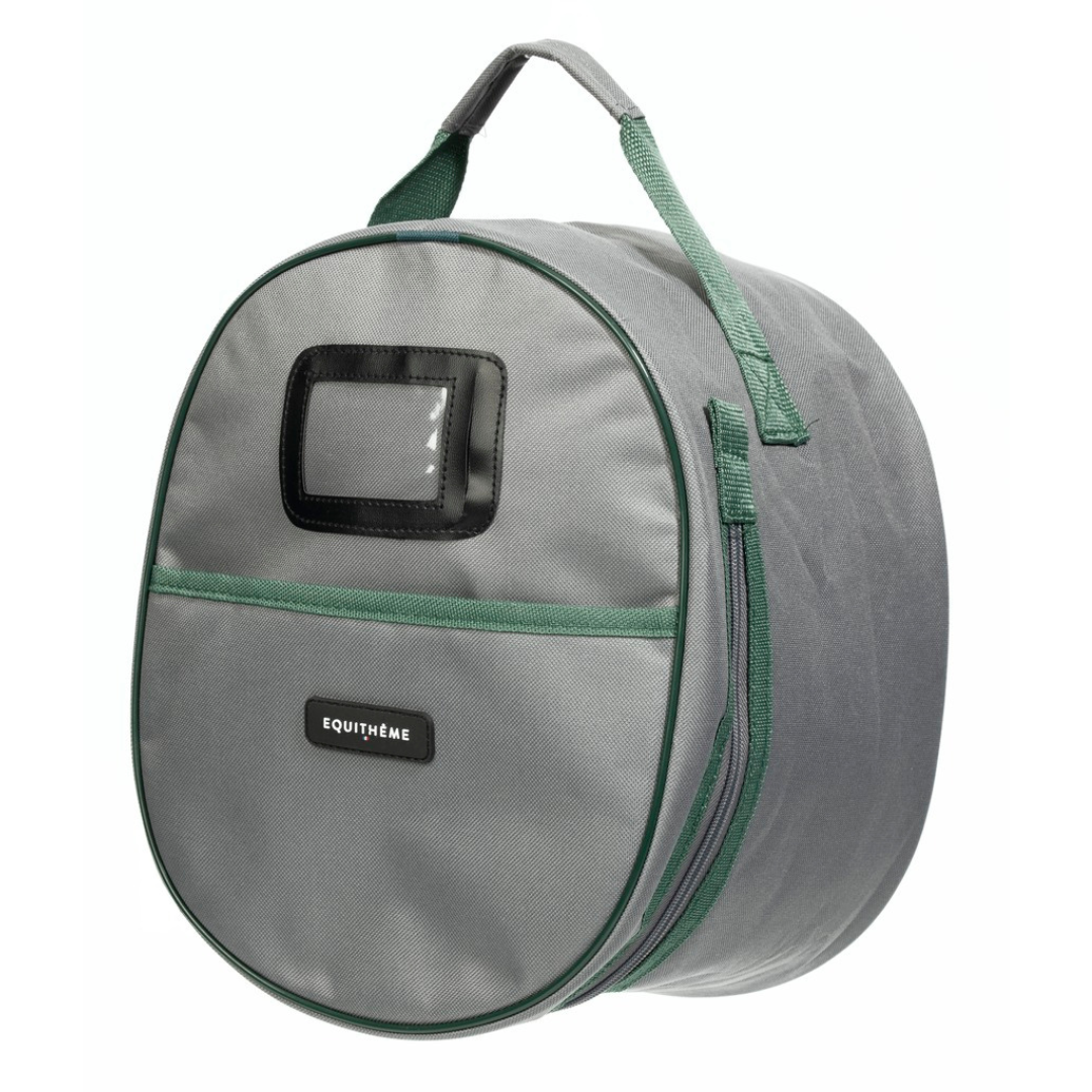 grey and green horse riding helmet protection bag