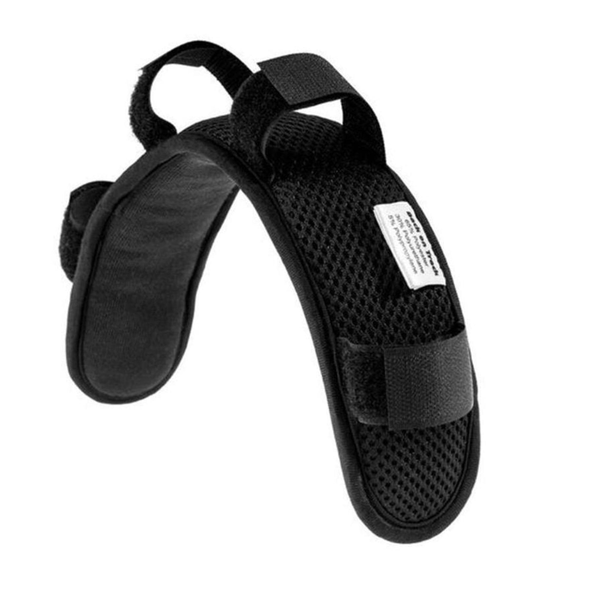 Black paddled poll cover with velcro adjustable straps.
