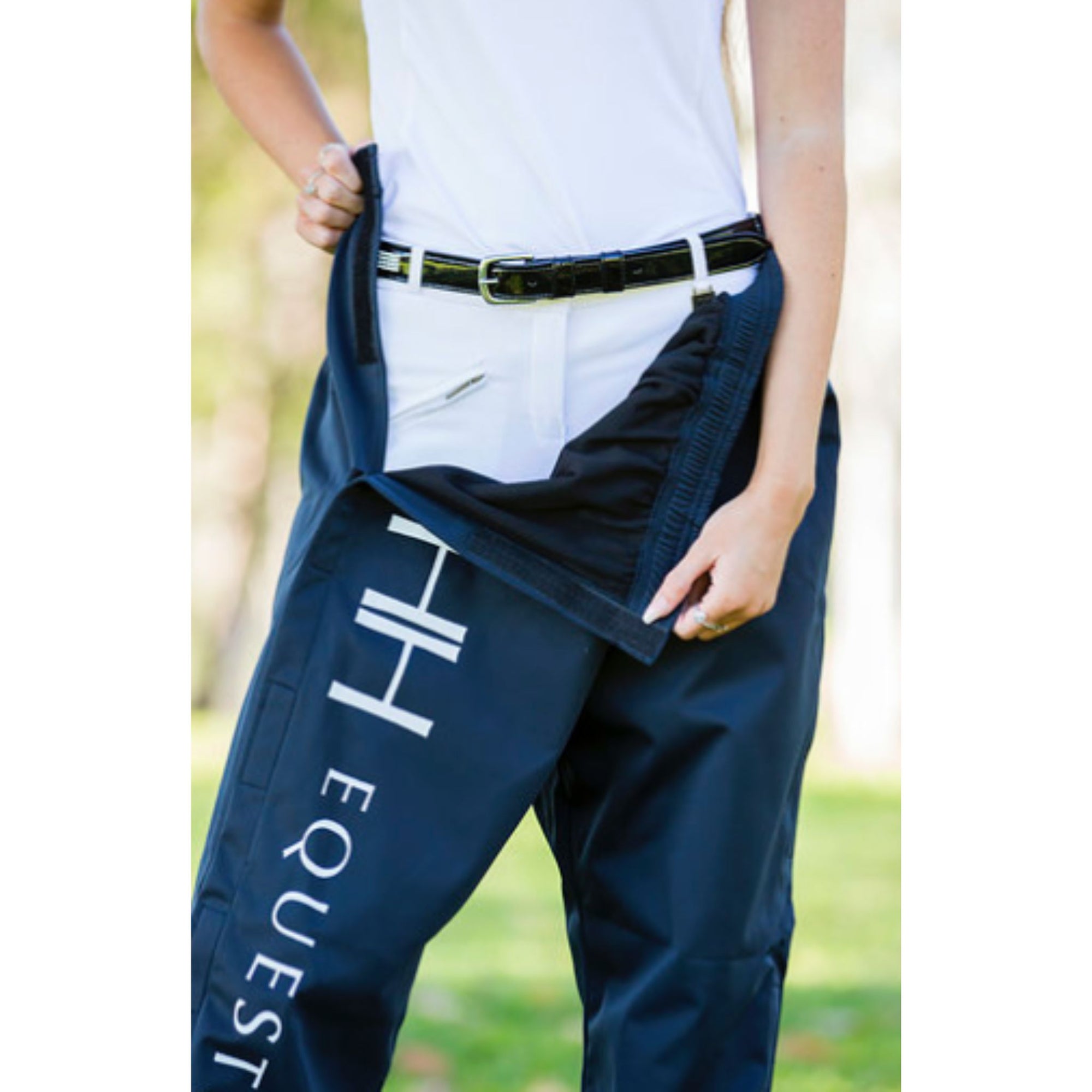 Navy over-pants with HH equestrian logo down the right pant