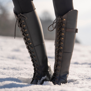 Leather Winter Riding Boots - Brown