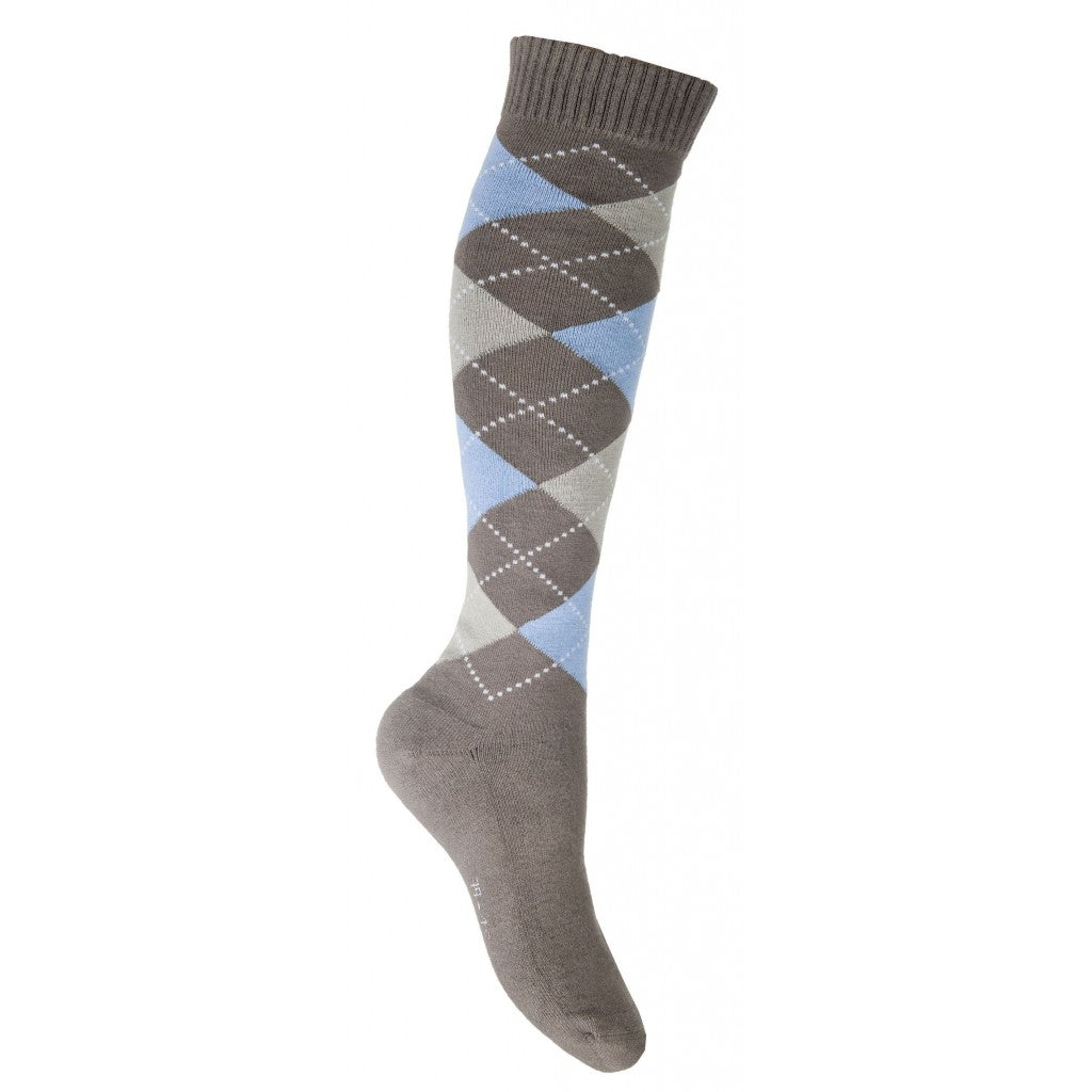 Brown and light blue large checked sox
