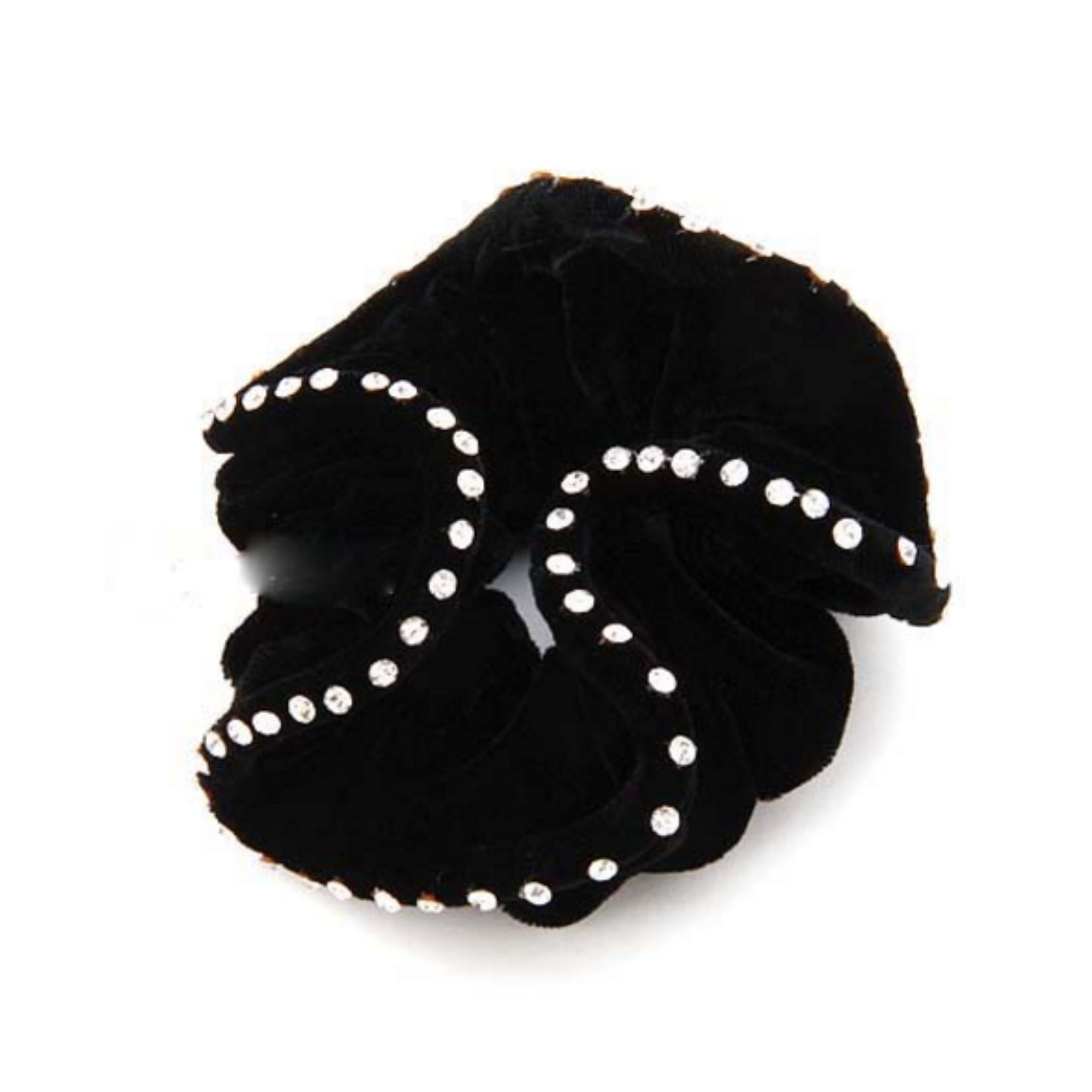 Black Velvet Scrunchie With White Diamonds