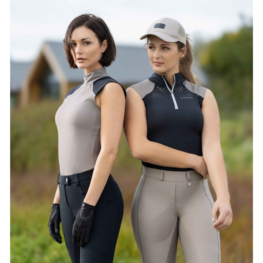 Taupe with beige riding top by Lauria Garrelli, breathable and soft fabric.