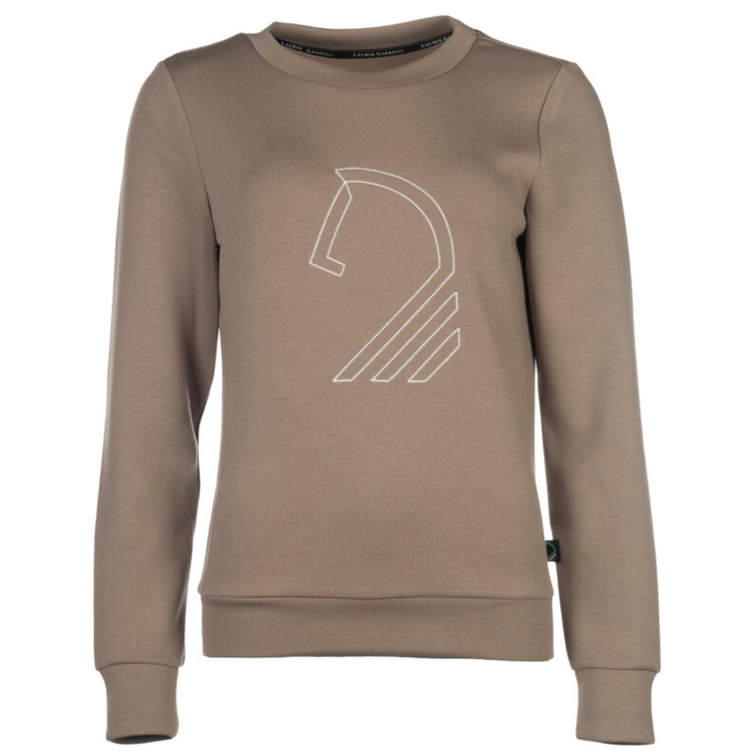 Taupe sweater / jumper by Lauria Garrelli, soft, breathable fabric, winter.