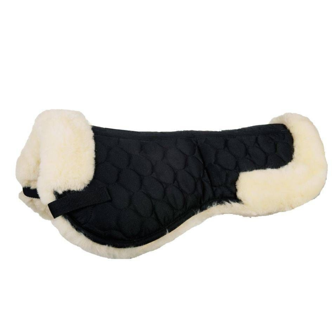 Black sheepskin corrective half saddle pad