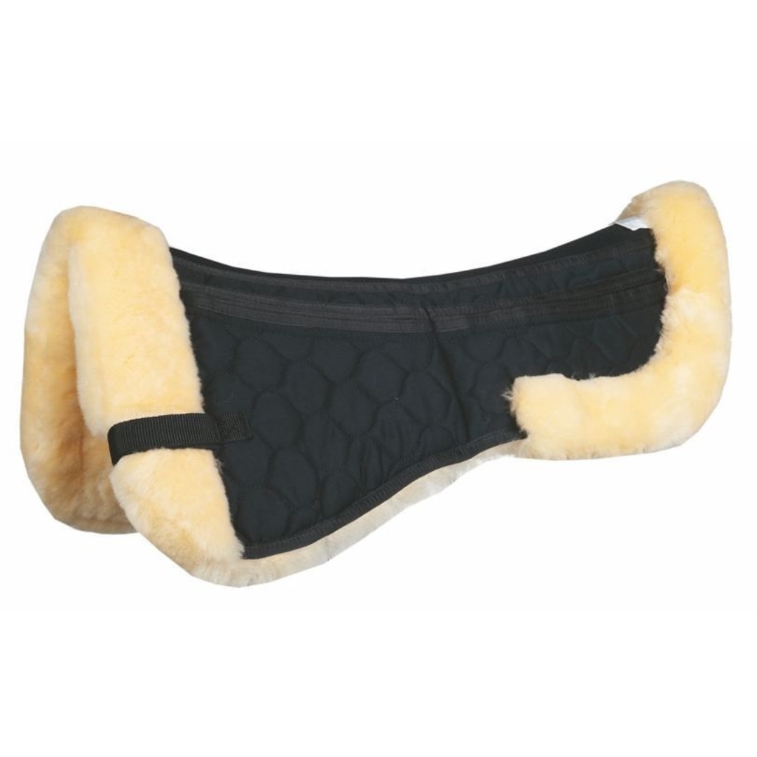 Black and natural sheepskin corrective saddle pad