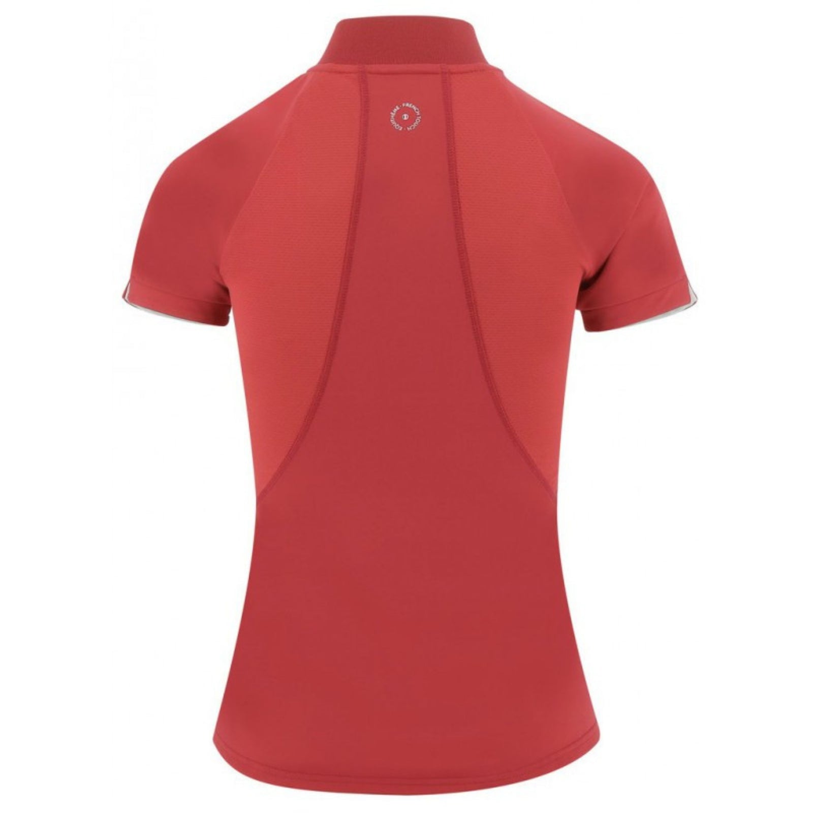 Bright cherry red polo with air mesh underarm panels 