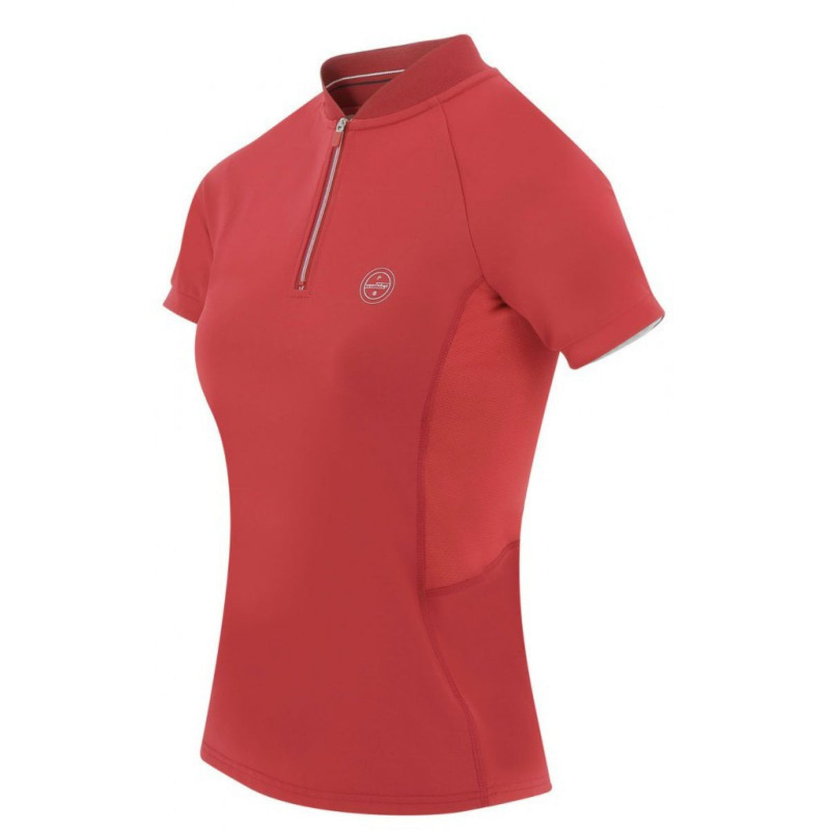 Bright cherry red polo with air mesh underarm panels 