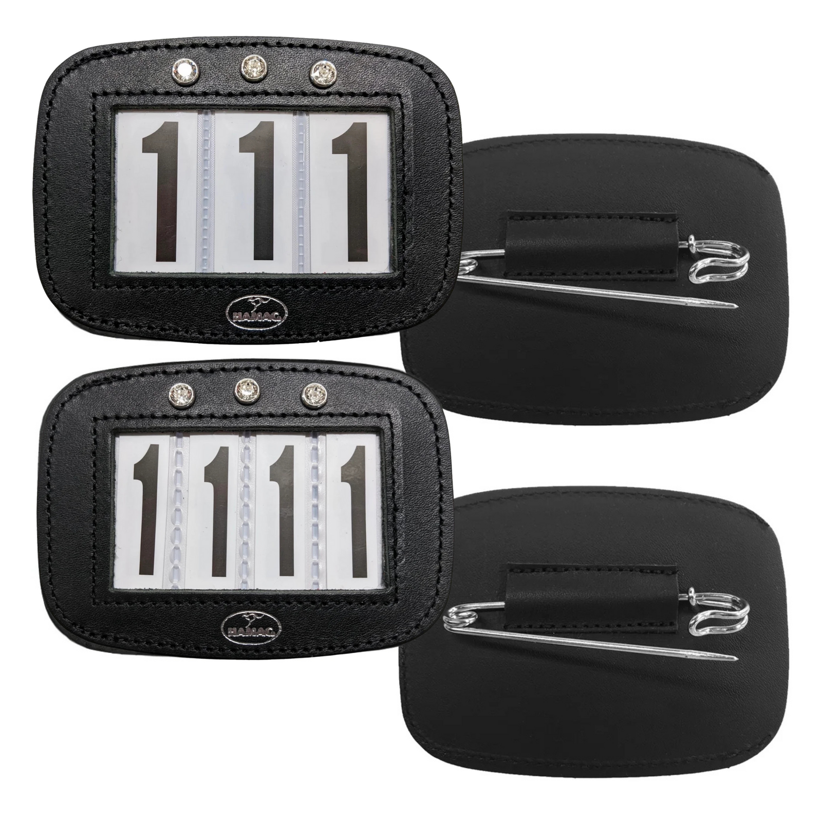 leather Saddle pad number holders with diamantes