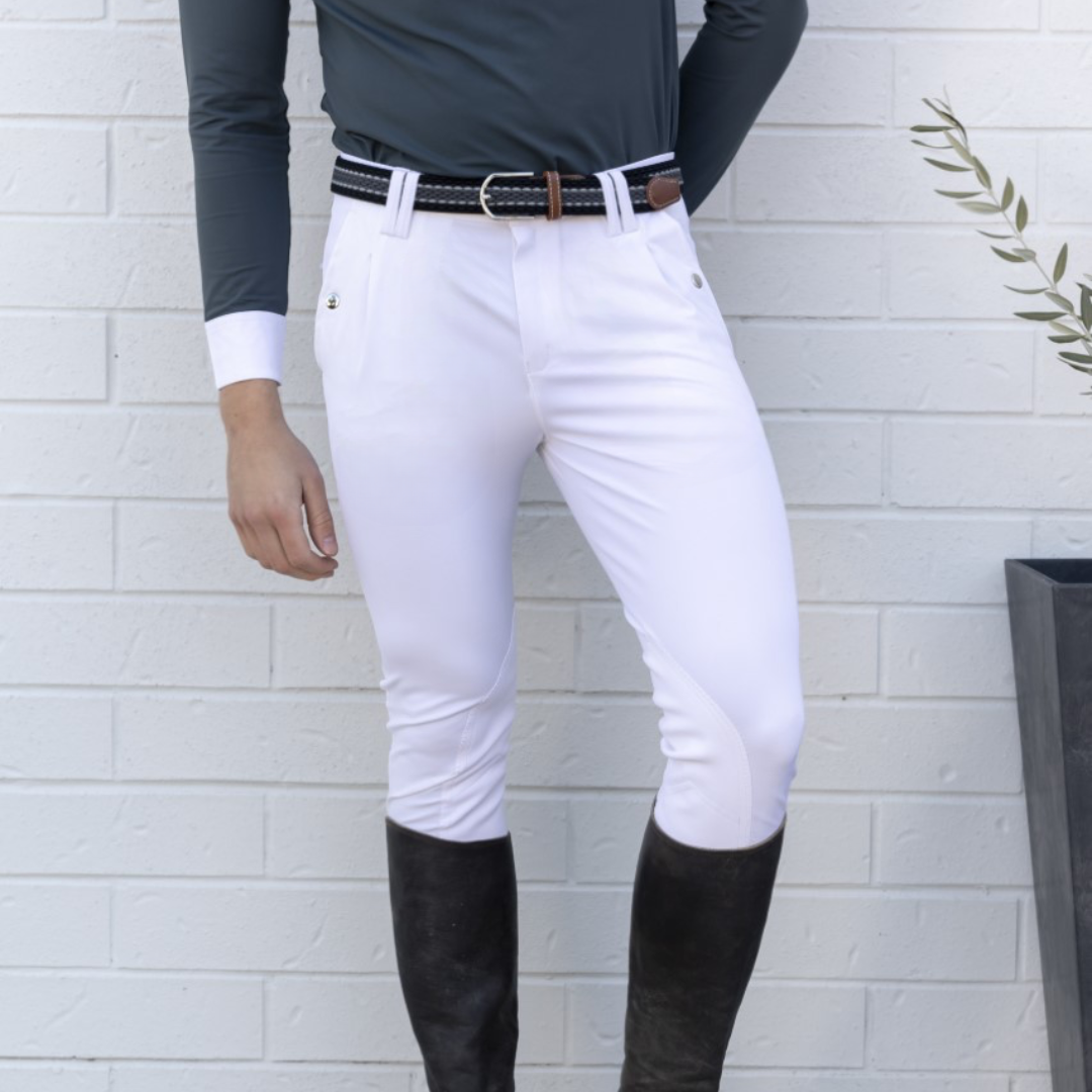 Men’s white competition horse riding breeches