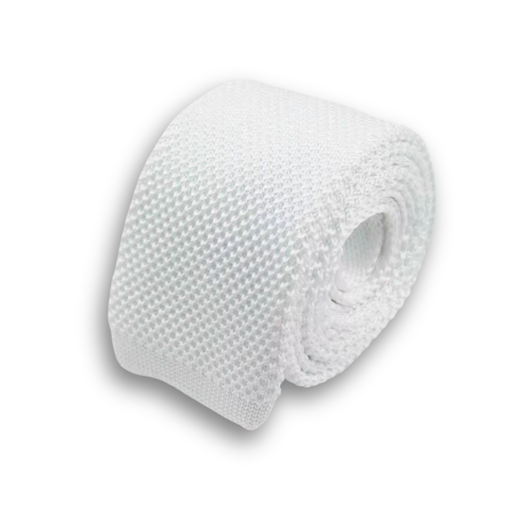 Men's White Knitted Competition Tie