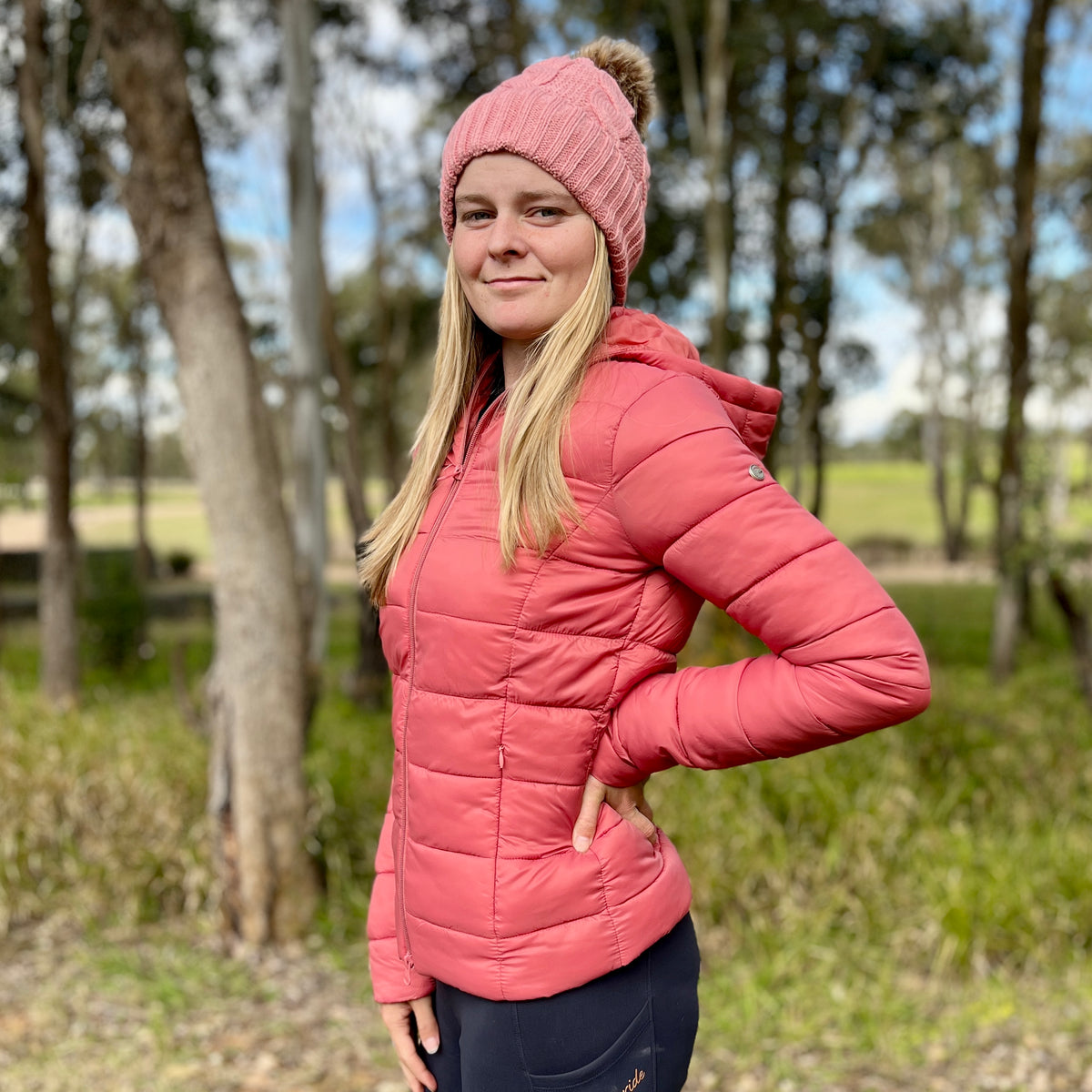 Peach coloured winter puffer jacket 