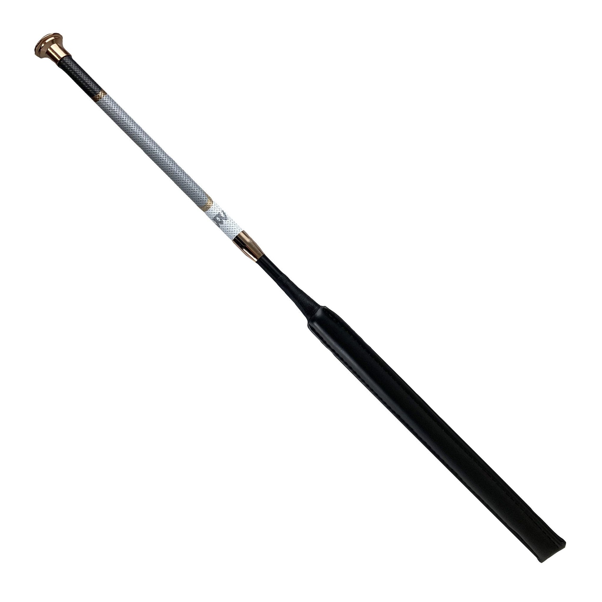 Soft grip handle, wide padded bat end with rose gold accents.