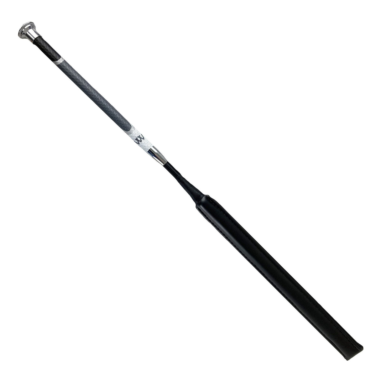 Soft grip handle, wide padded bat end with silver accents.