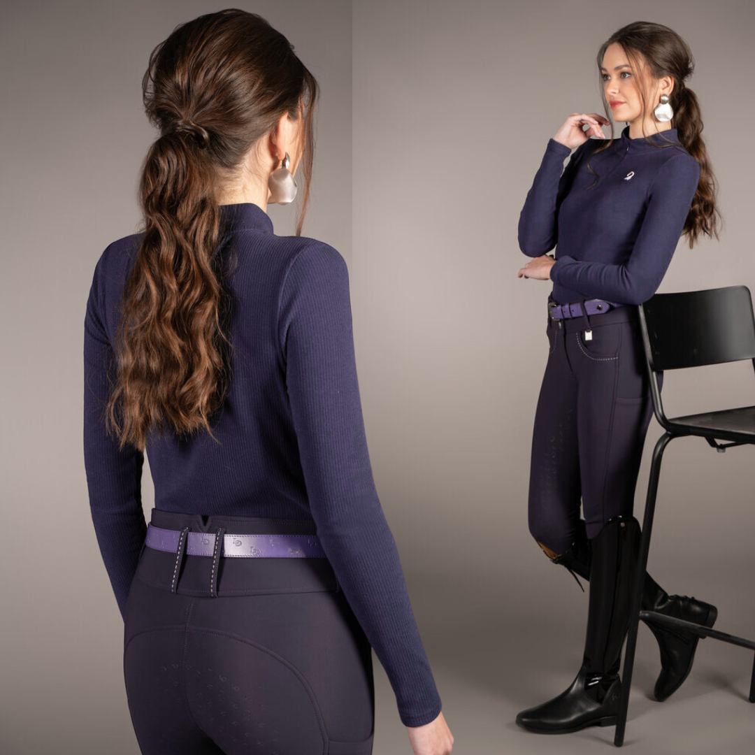 soft base layer for horse riding in indigo