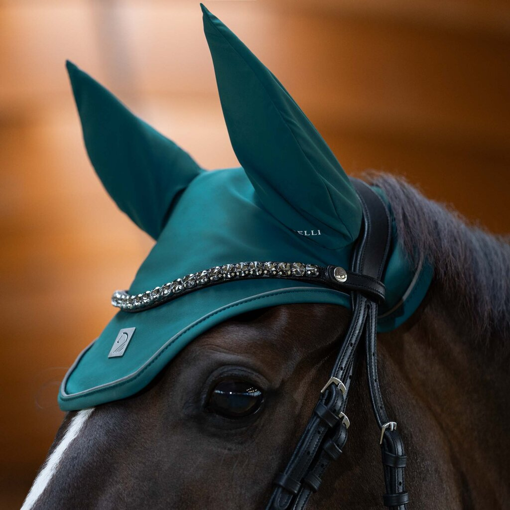Deep bottle green (petrol) ear bonnet, fly hood