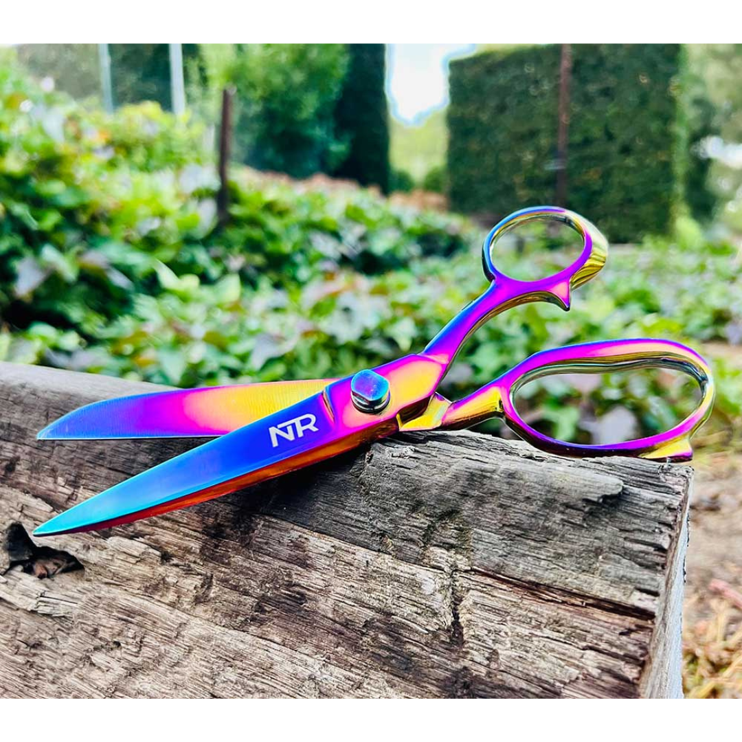 rainbow coloured scissors for trimming horse tail and mane