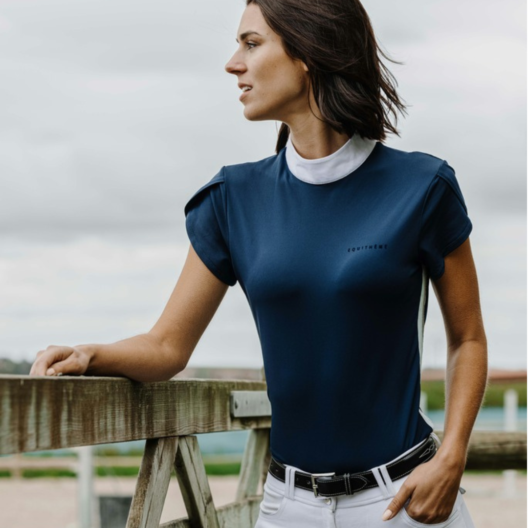 Navy show shirt with white collar