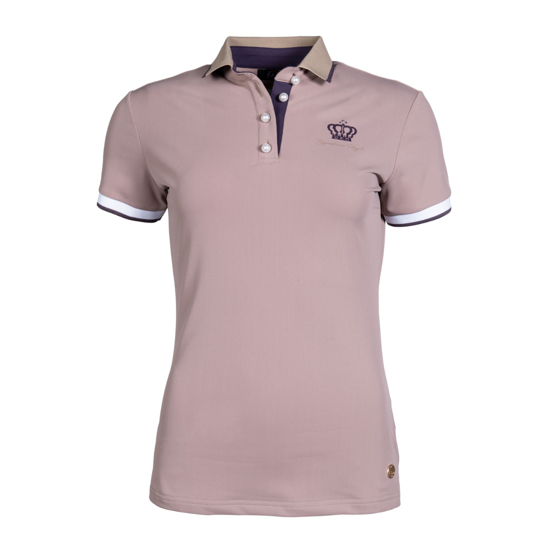 White polo shirt with cheap purple horse