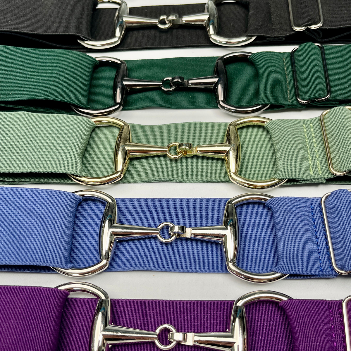 coloured elastic belts with bit buckle
