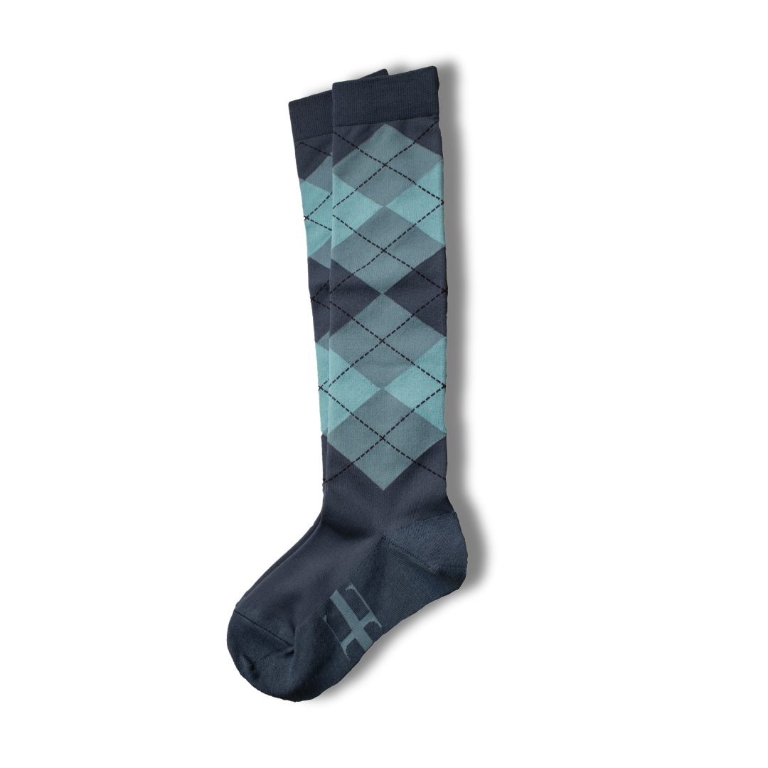 green and grey checked horse riding socks