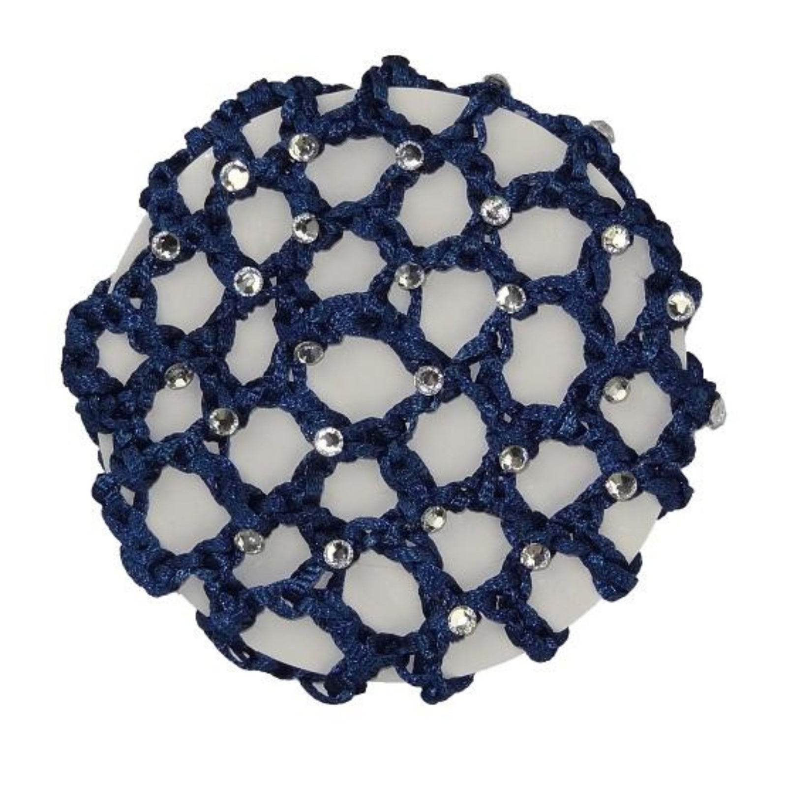 White Hair Net With Numerous Clear Diamantes, On Circular Piece Of Card.