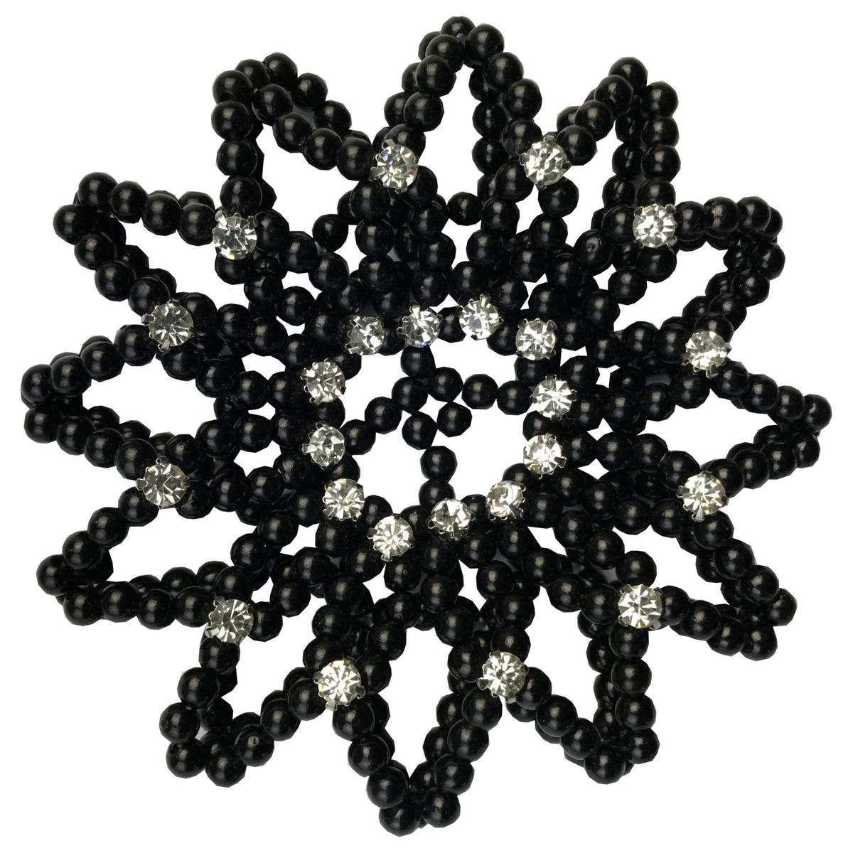 Black Diamante Hair Net Against A White Background.
