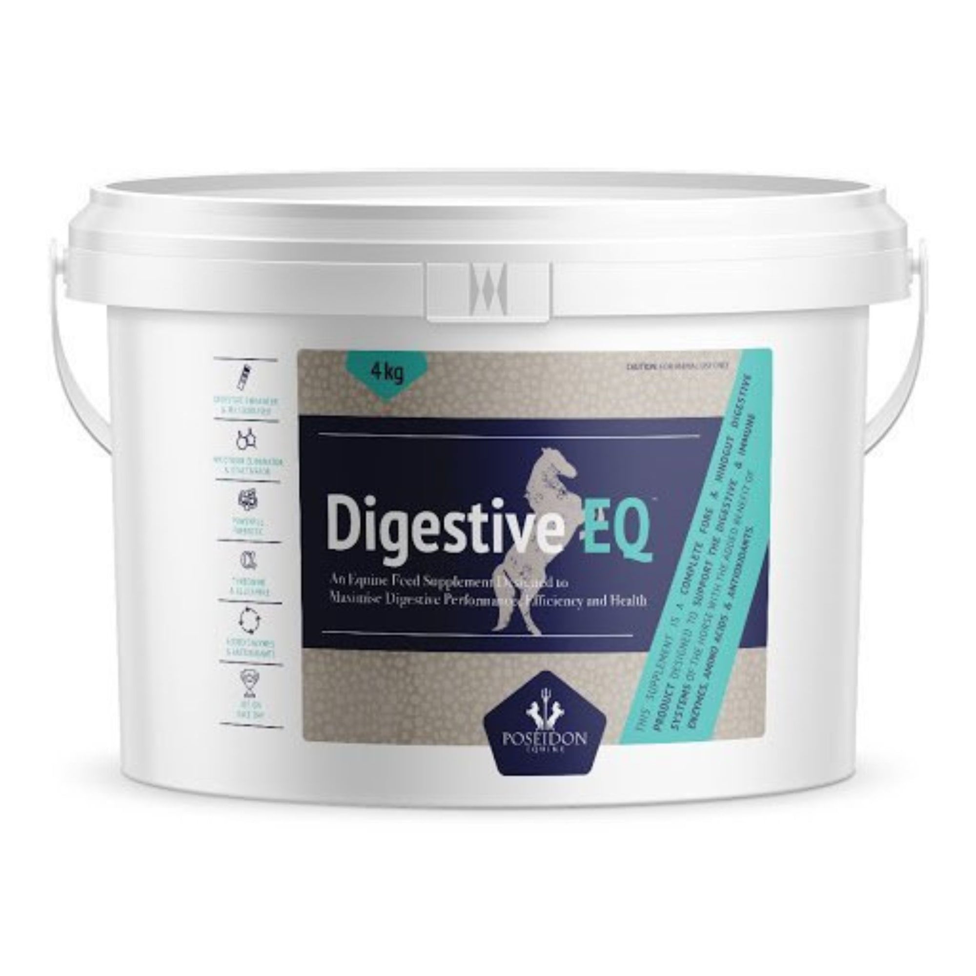 Large white bucket of Digestive EQ with sealed lid and handle.