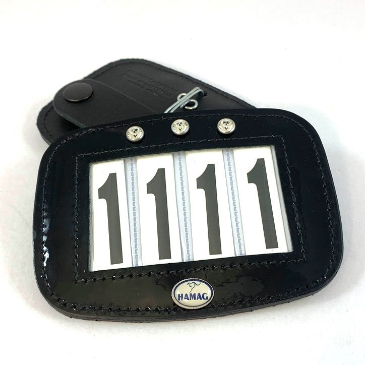 Hamag Leather Bridle Number Holder - Black Patent Bling