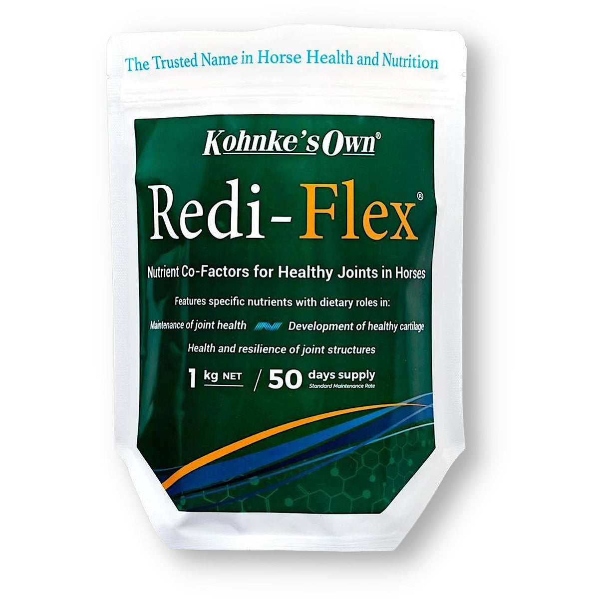 Packet of Redi-Flex with white glossy finish, green label and sealed opening.