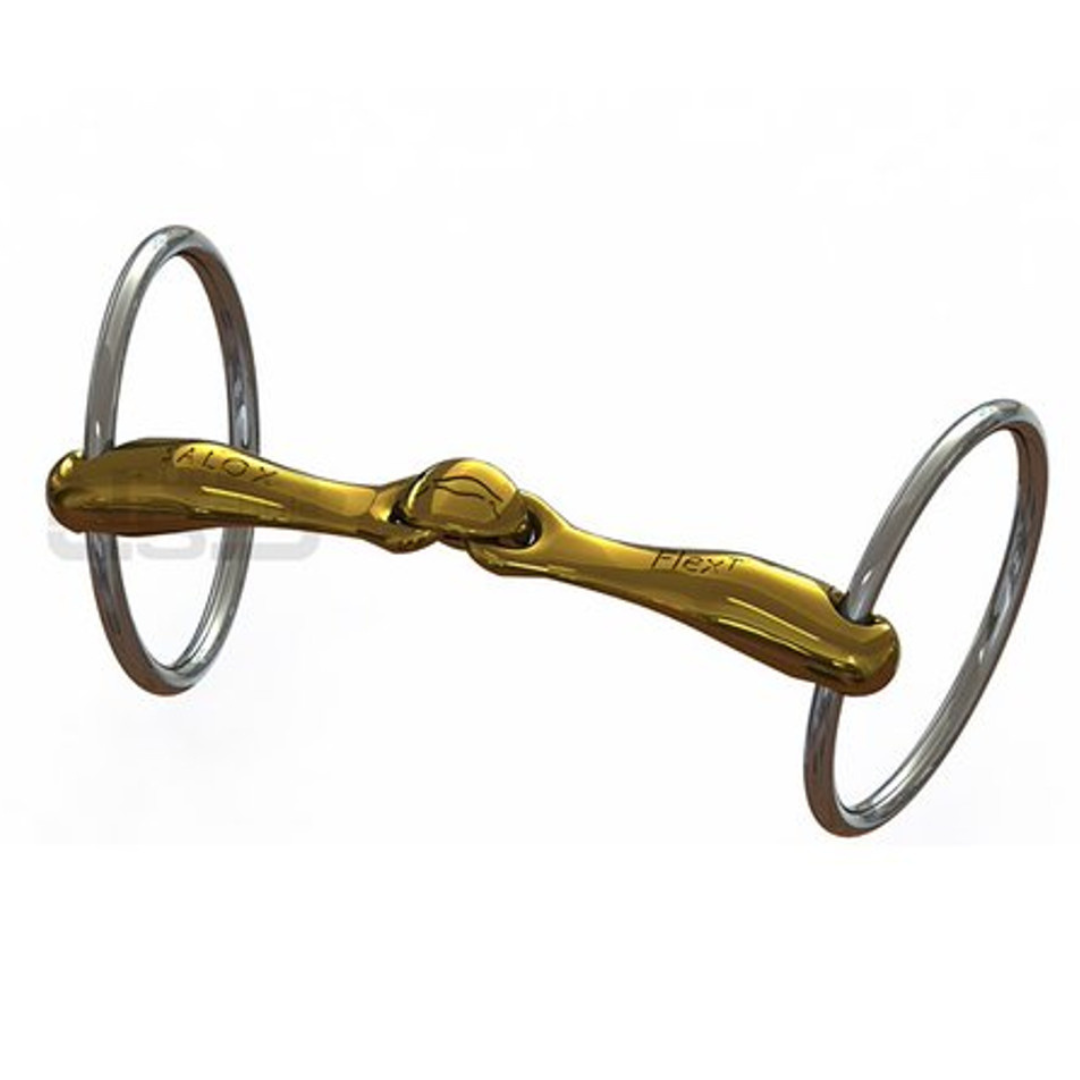Gold horse bit with silver rings