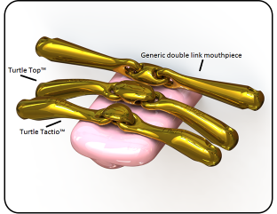 3 gold double link horse bits on a tongue