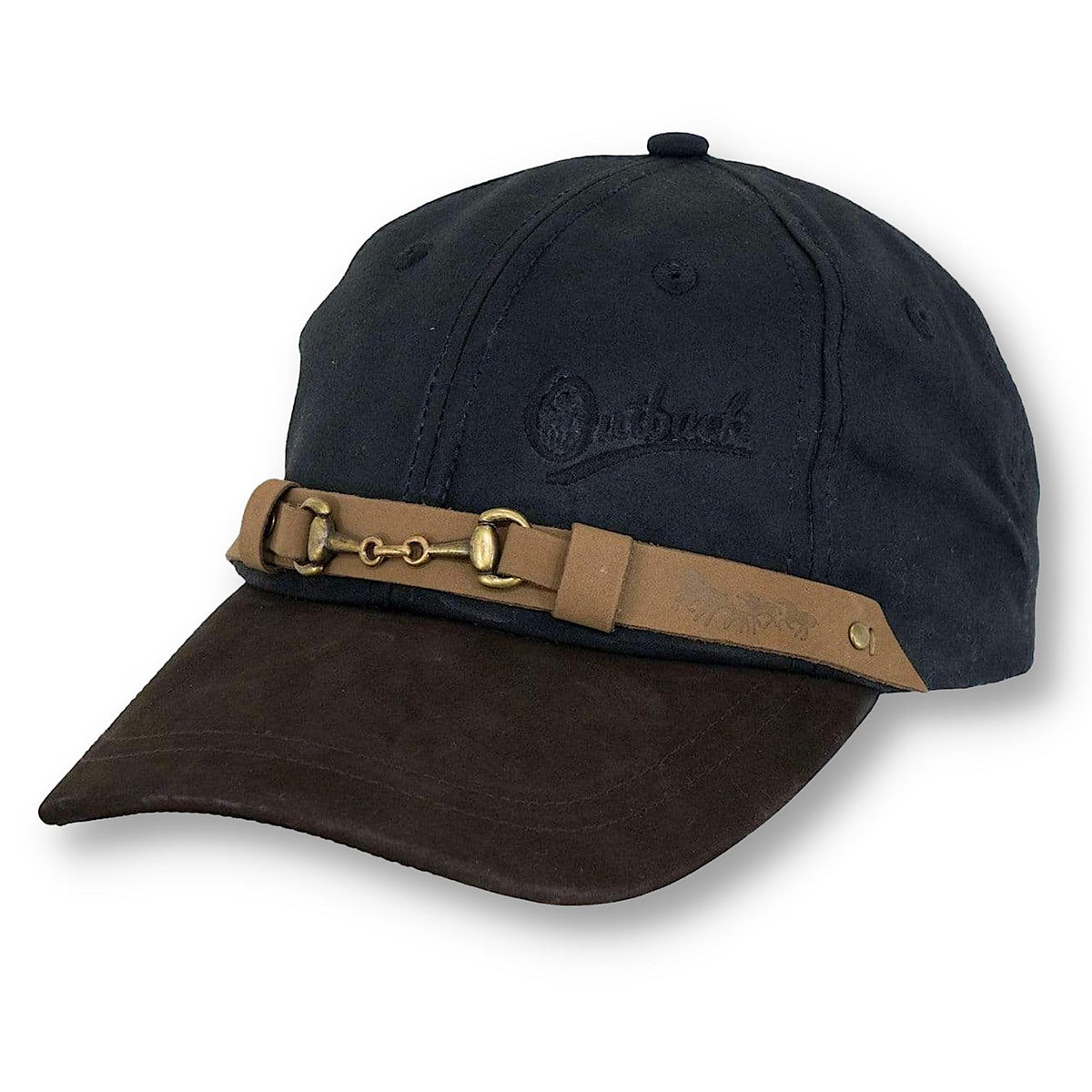 The black oilskin equestrian cap.