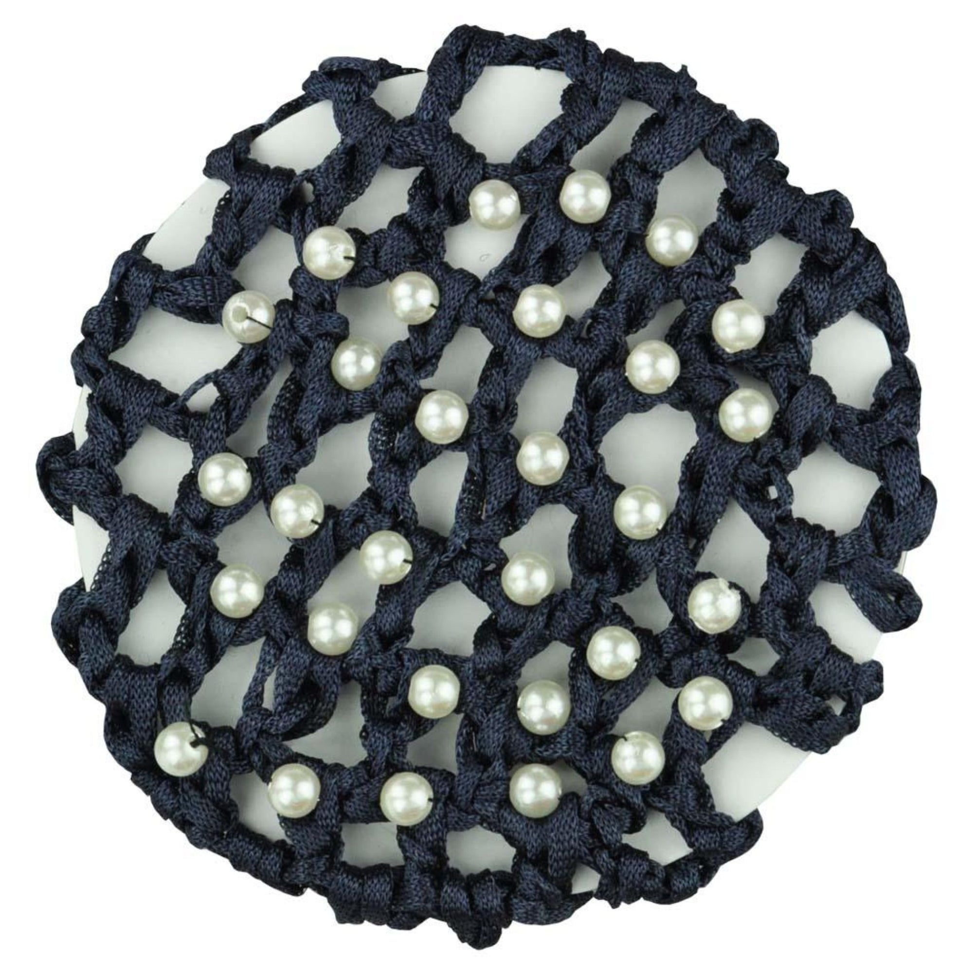 Navy Hair Net With White Pearls.