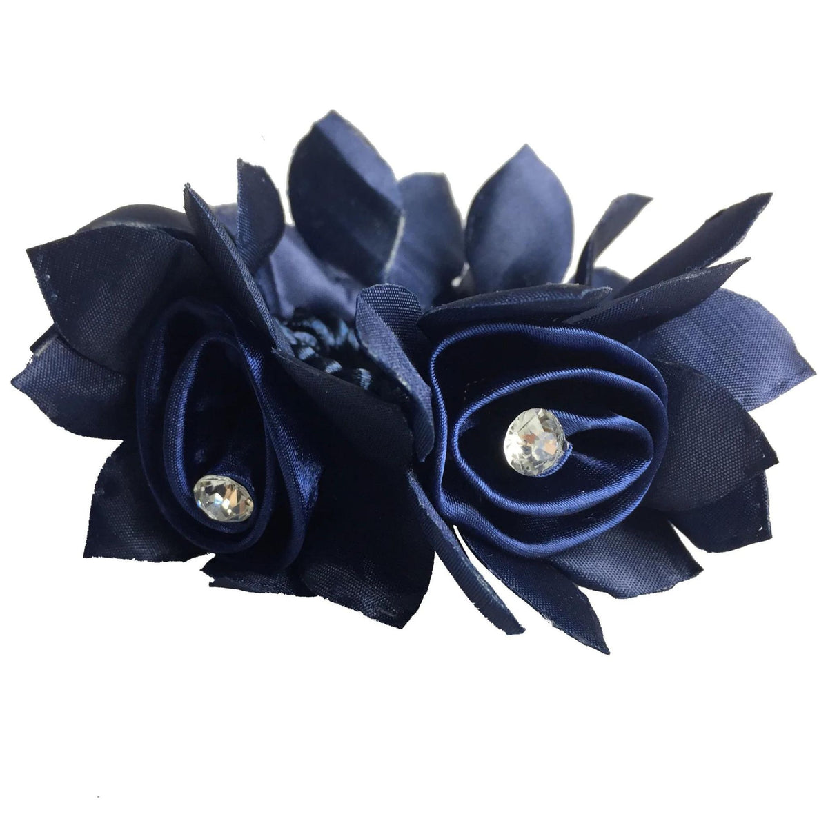Navy Rose Hair Scrunchie With Diamantes.