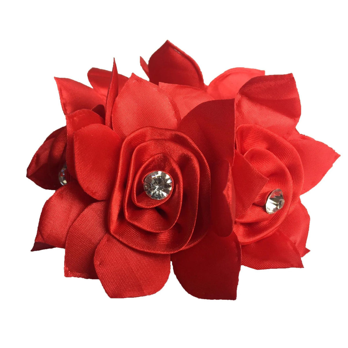 Red Rose Hair Scrunchie With Diamantes.