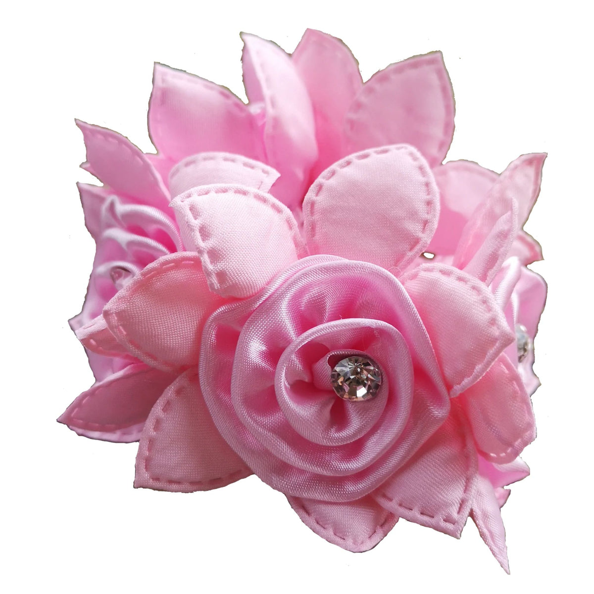 Pink Flower Scrunchie With Diamantes.