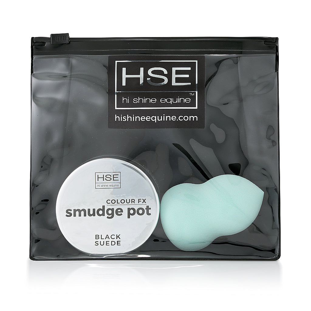 Small tub with blue application sponge and a carry bag