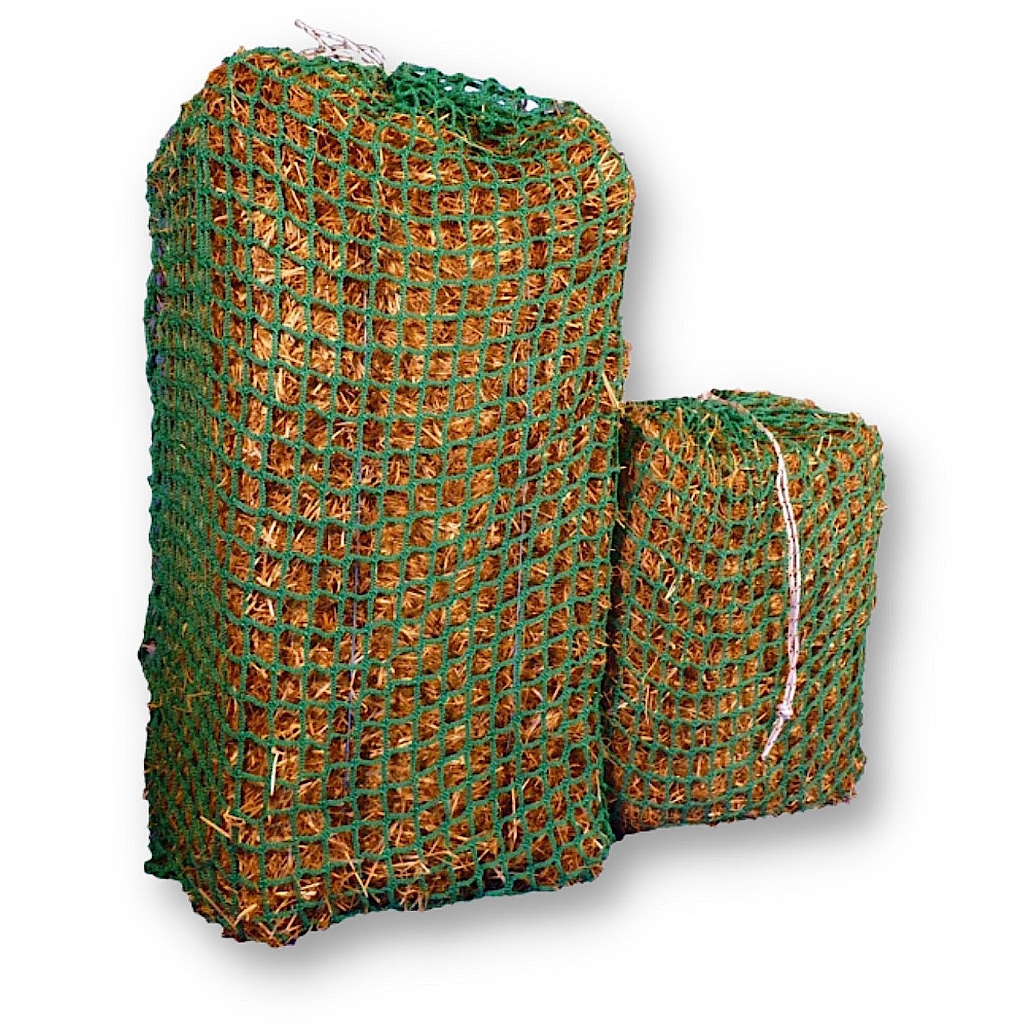 Green hay net with white drawstring