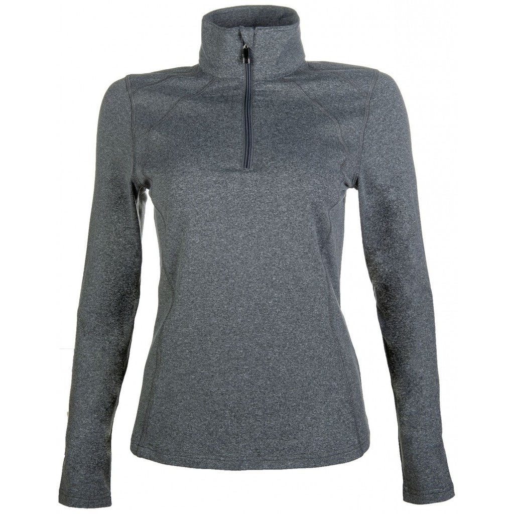 HKM&#39;s Grey thermal riding top against a white background.
