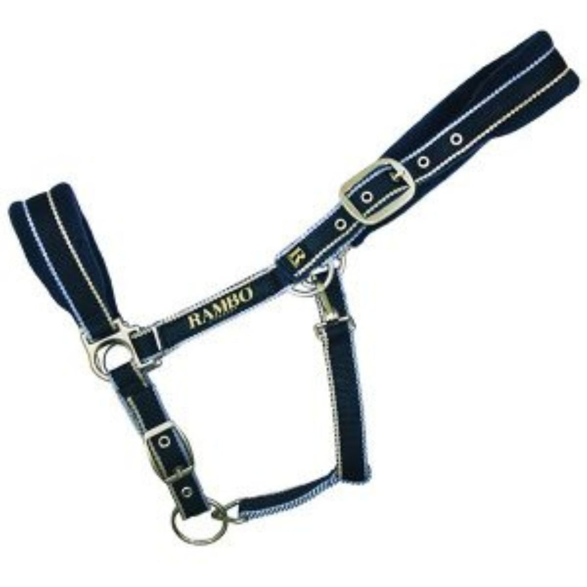 Cream and light blue striped navy fleece padded halter