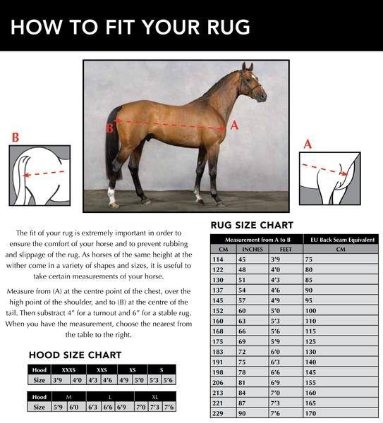 Size chart for Amigo Summer Rugs.